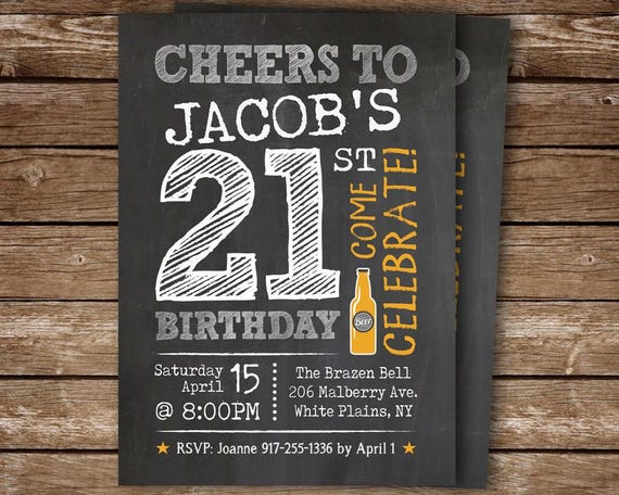 21st Birthday Invite for Man, 21st Party Invite, Printable Adult ...