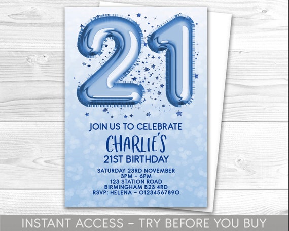 printable invitations for 21st birthday