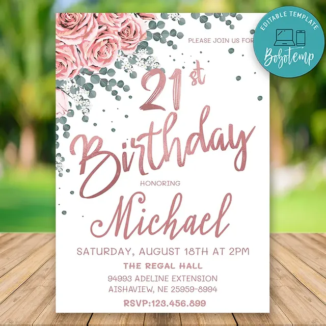 printable invitations for 21st birthday