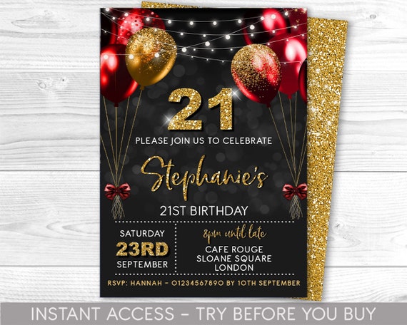 printable invitations for 21st birthday