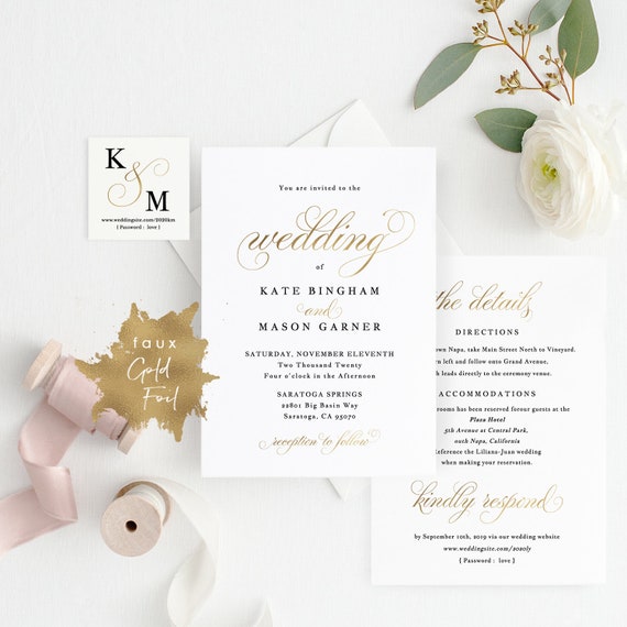 Printable Wedding Invitation Template, Wedding Invitation Front ...