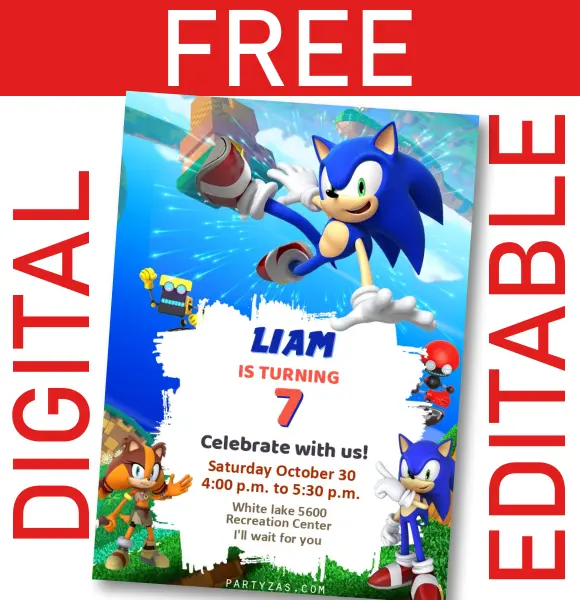 GRATIS] Invitation Sonic | Editable | Digital