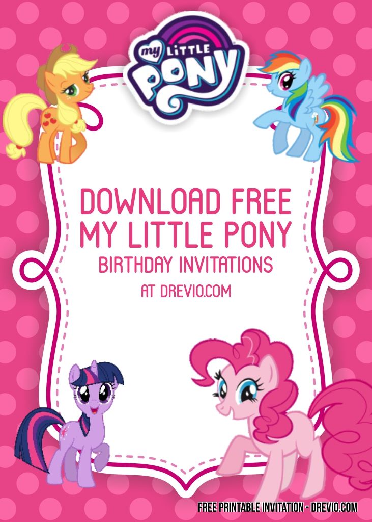 FREE Printable My Little Pony Birthday Invitation Templates - UPDATED!