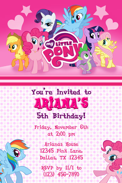printable invitations my little pony