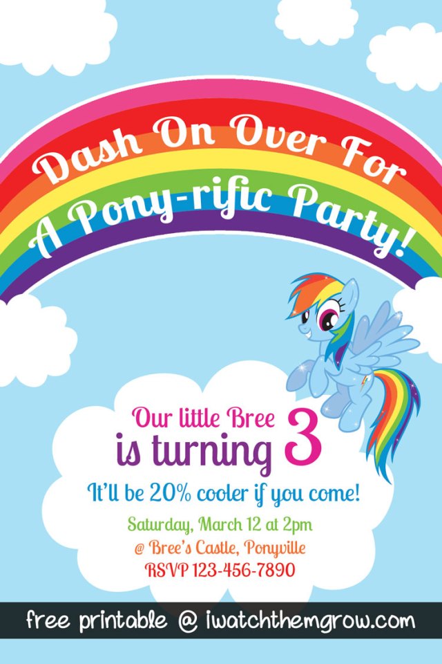 printable invitations my little pony