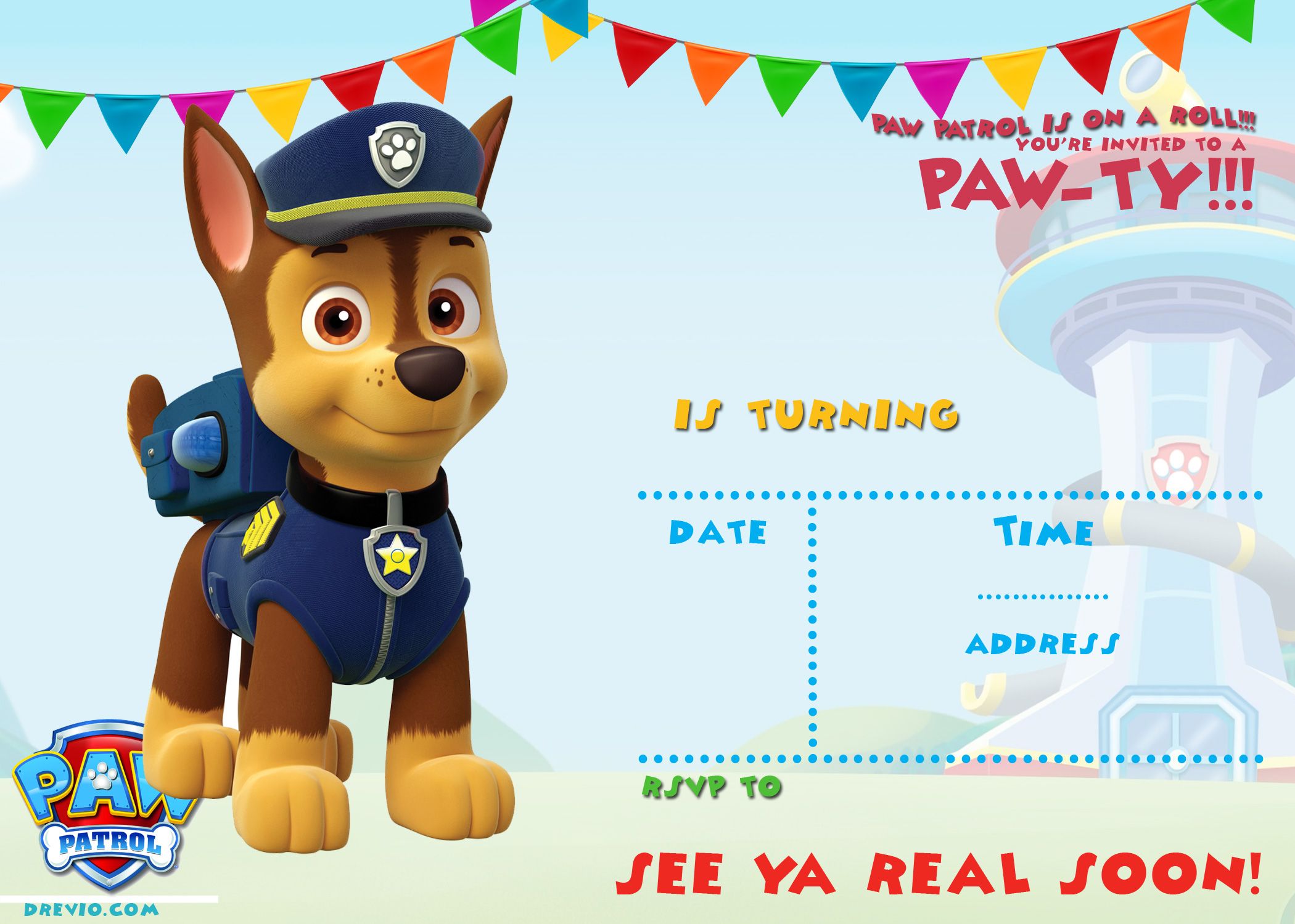 printable invitations paw patrol