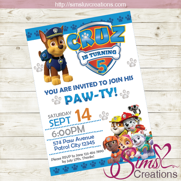 PAW PATROL BIRTHDAY PRINTABLE INVITATION | BOY AND GIRL PARTY ...