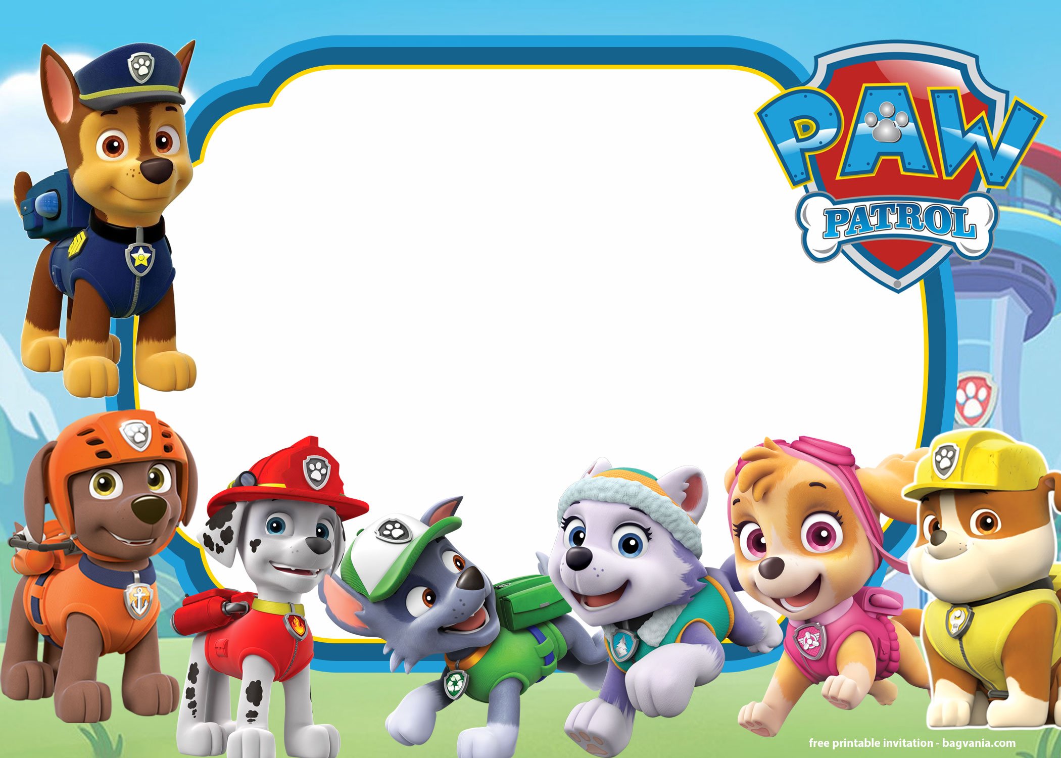 FREE Printable Paw Patrol Invitation Templates - Lookout Version ...