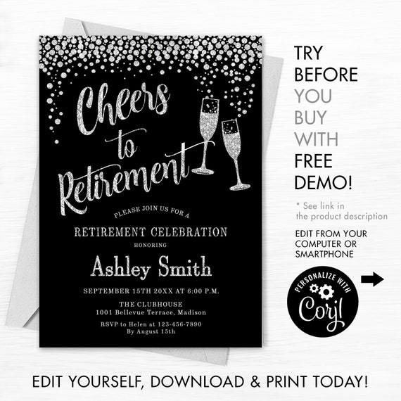 Retirement Party Invitation INSTANT DOWNLOAD Digital Template ...
