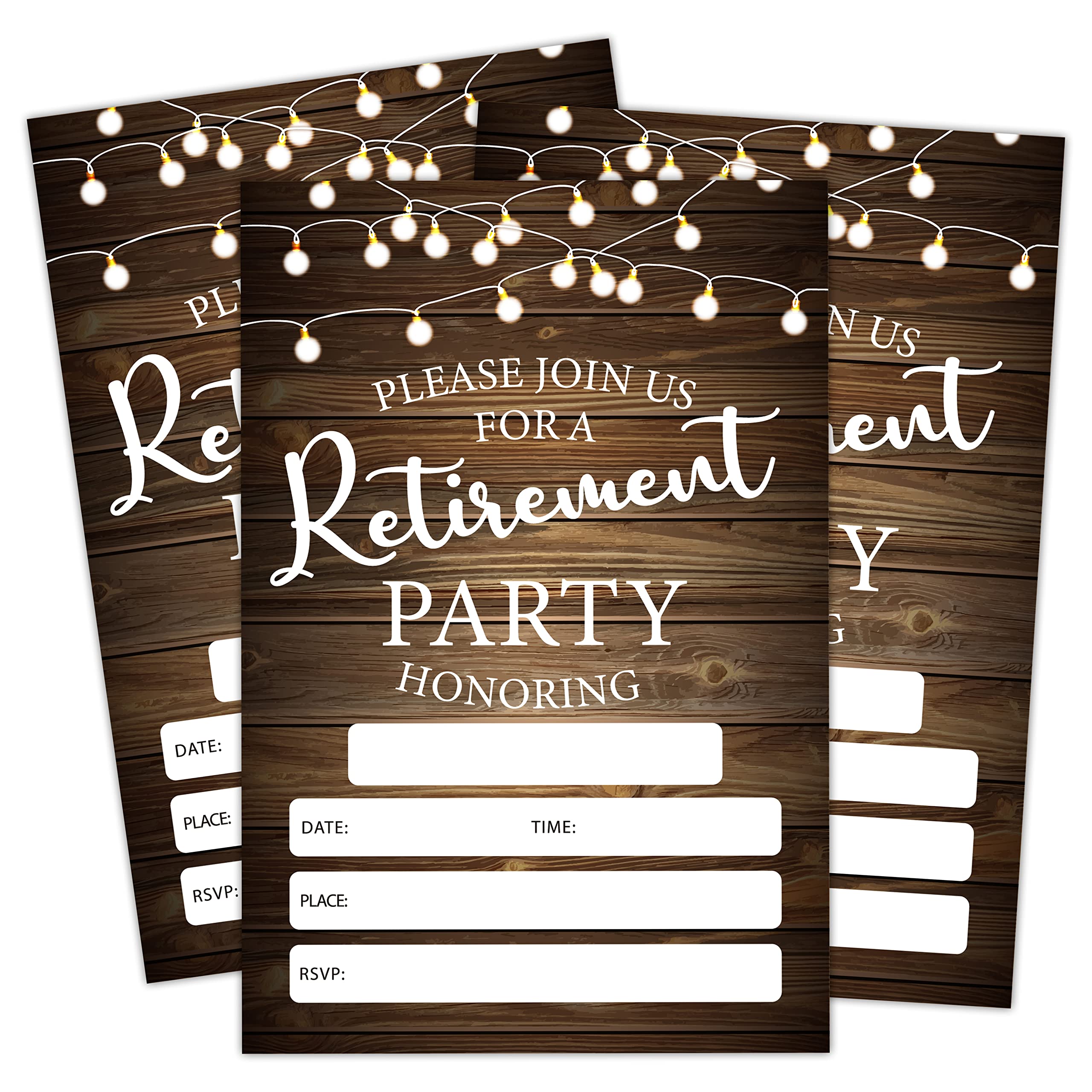 Amazon.com : Doreens Boutique Retirement Invitations, Rustic ...