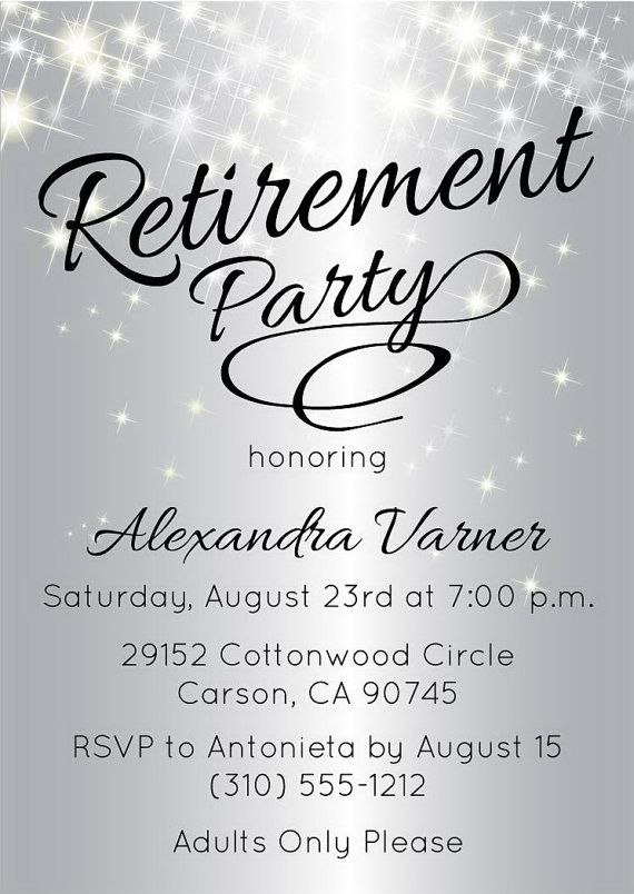 Silver Retirement Party Invitation, Elegant Retirement Invitation ...