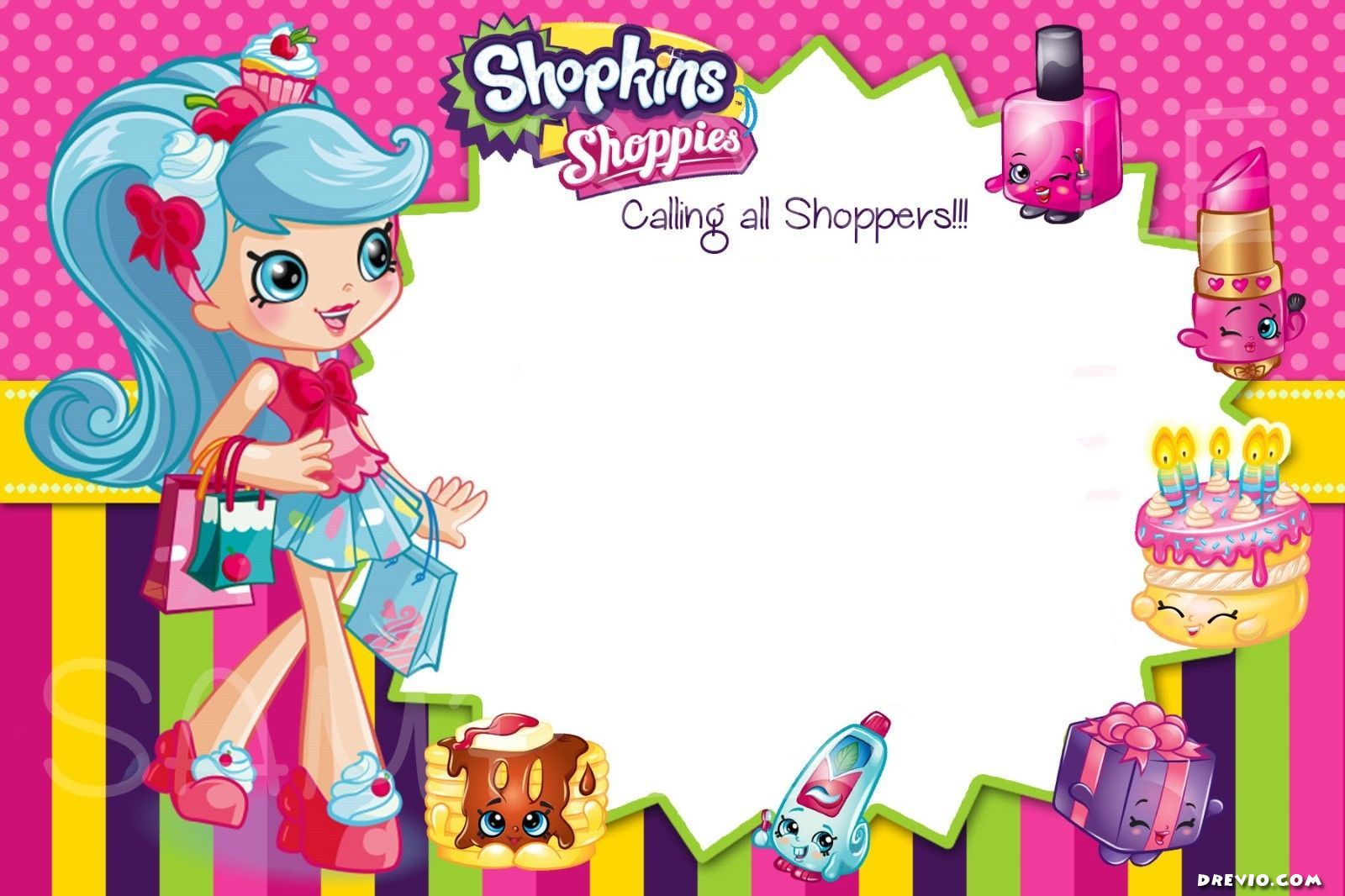 Updated - FREE Printable Shopkins Birthday Invitation Template