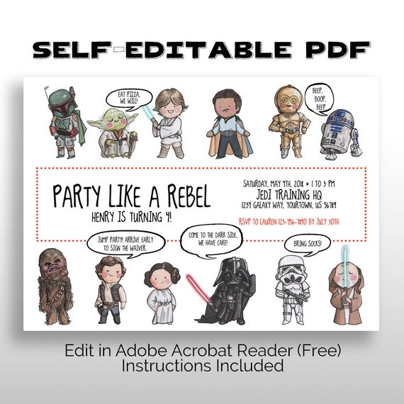 printable invitations star wars
