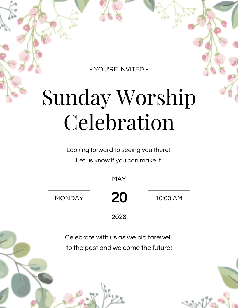 White Flower Church Invitation - Venngage