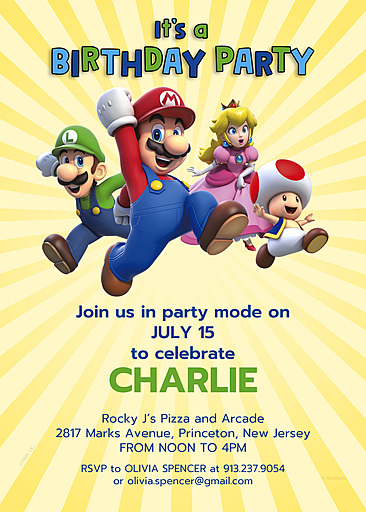 Custom Birthday Cards &  Invitations | Nintendo Super Mario Bros ...