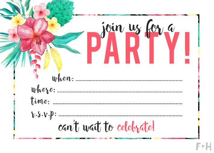 Free Printable Tropical Party Invitation | Fox + Hazel