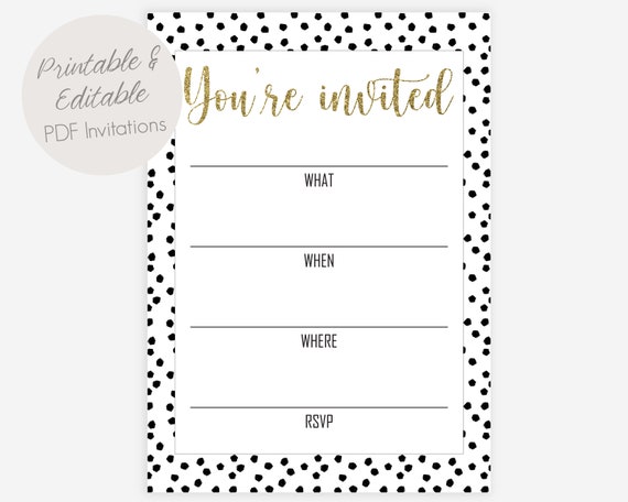 Printable and Editable Youre Invited Invitation Fill in the Blank ...