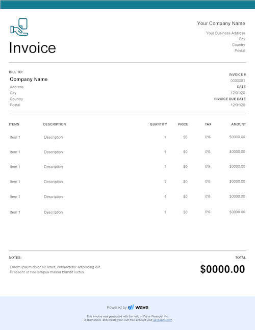 printable invoice for services rendered
