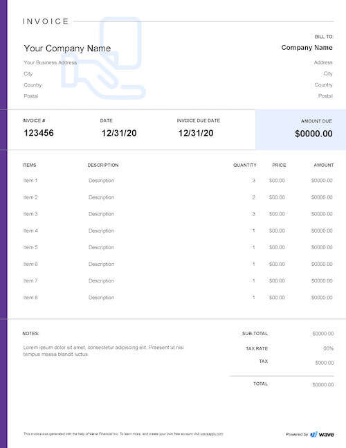 Services rendered Invoice Template - Free Download