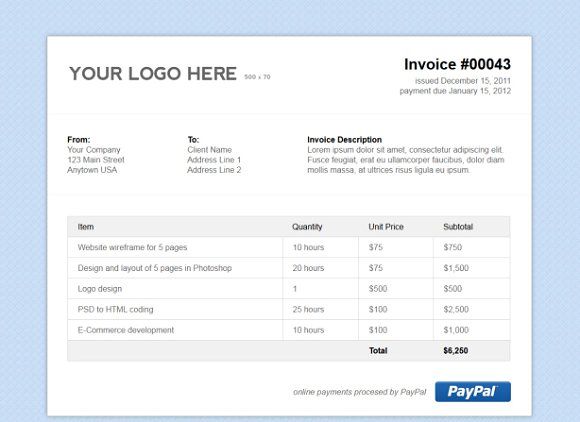 Simple HTML Invoice Template