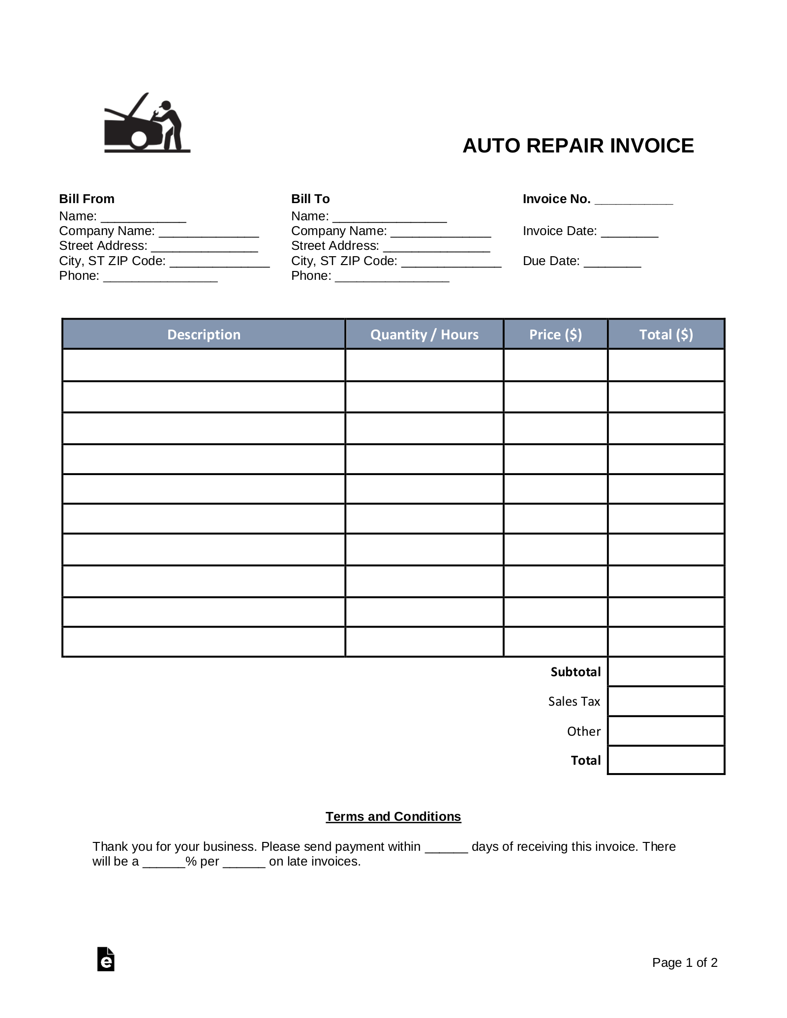 printable invoice online