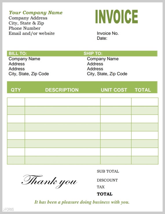 Invoice Template Instant Download Editable Invoice Printable ...