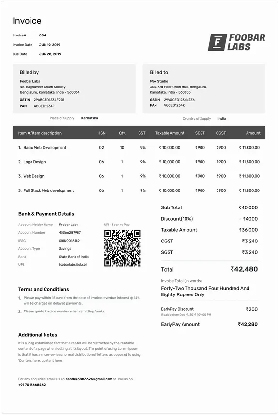 Invoice Format Templates | Customize, Print &  Email - Refrens