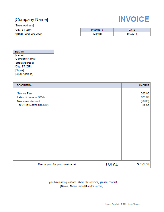Invoice Template for Word - Free Basic Invoice