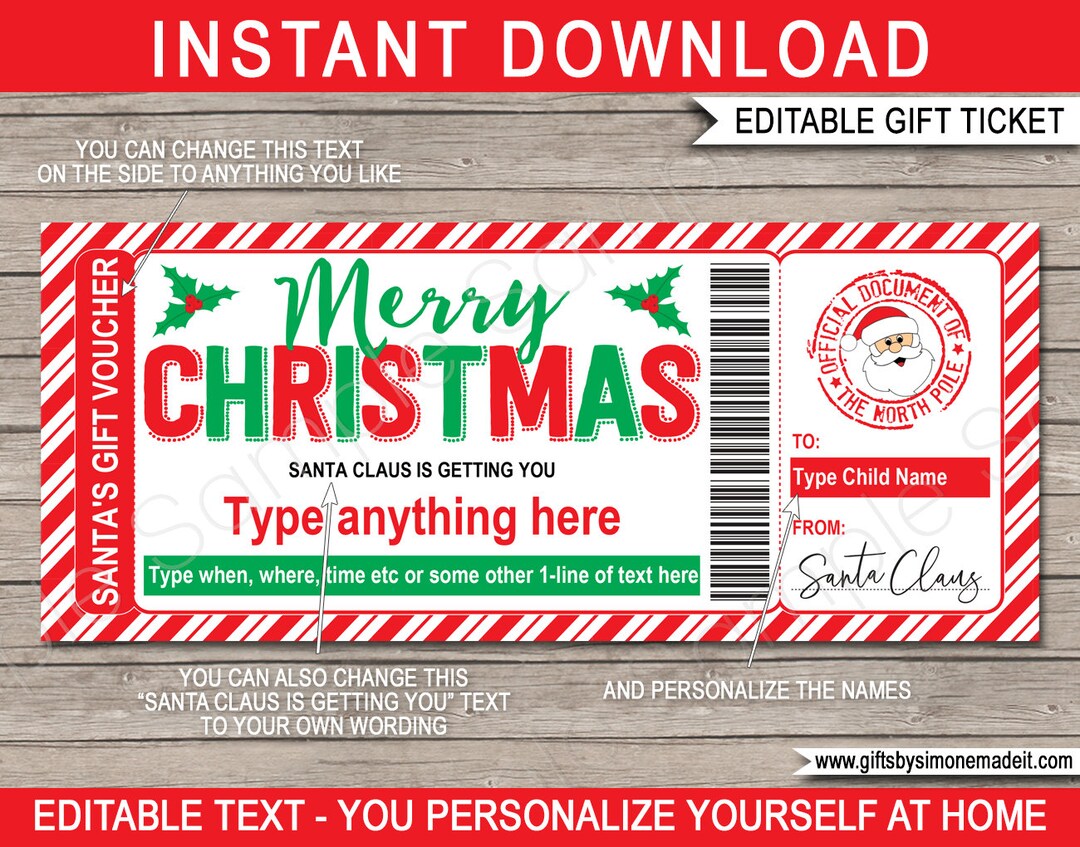 Christmas Santa Gift Voucher Template for Kids Printable Custom ...