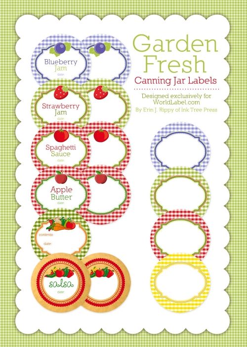 14 Sets of Free Canning Jar Labels for Mason Jars