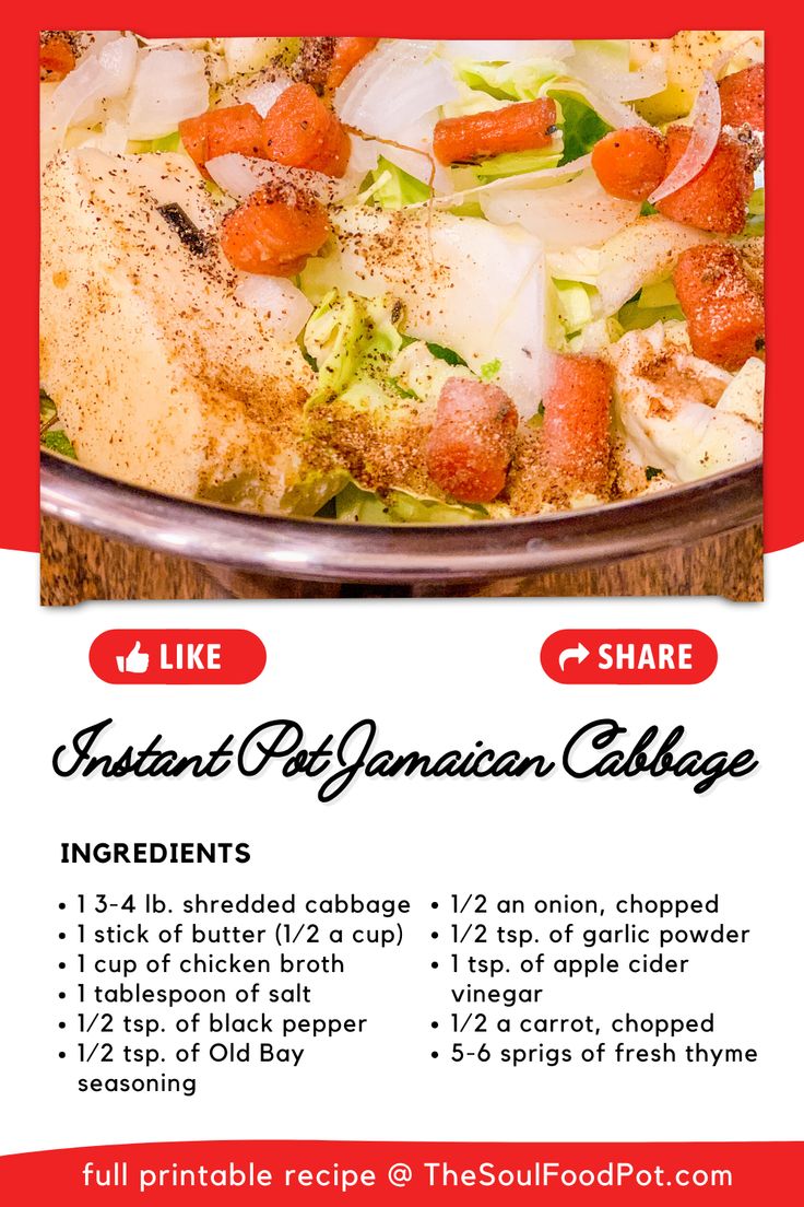 Best Instant Pot Cabbage Recipes Buttered Cabbage, Jamaican ...