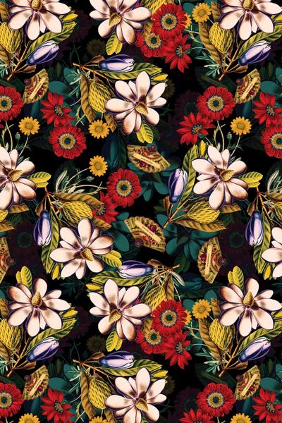 Japanese Floral Pattern Canvas Artwork by Burcu Korkmazyurek | iCanvas