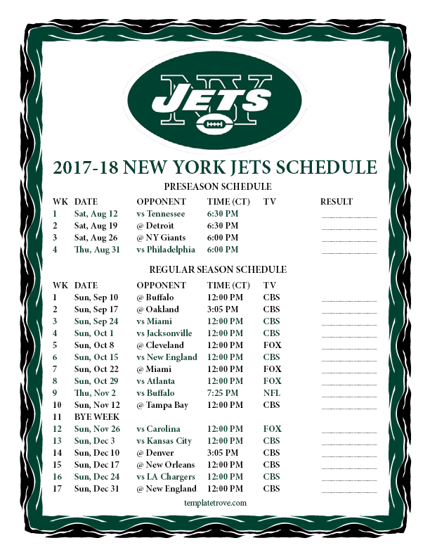 printable jets schedule 2017