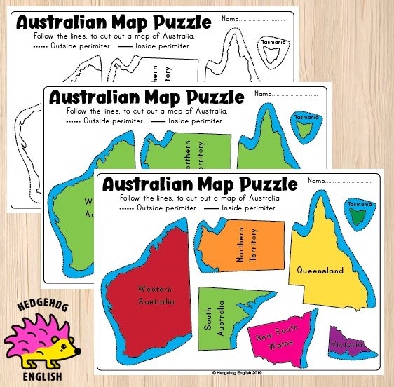 Australian Map Digital Puzzle Worksheet Poster Set Worksheets Library
