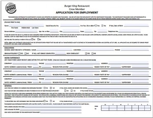 printable job application for burger king