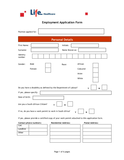39 employment application word - Free to Edit, Download &  Print ...