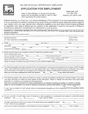 Food Lion Application Pdf - Fill Online, Printable, Fillable ...