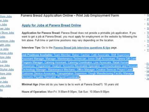 printable job application for panera bread