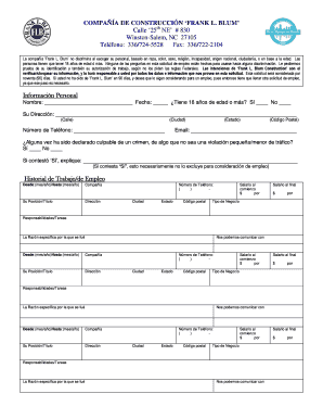 printable job application in spanish