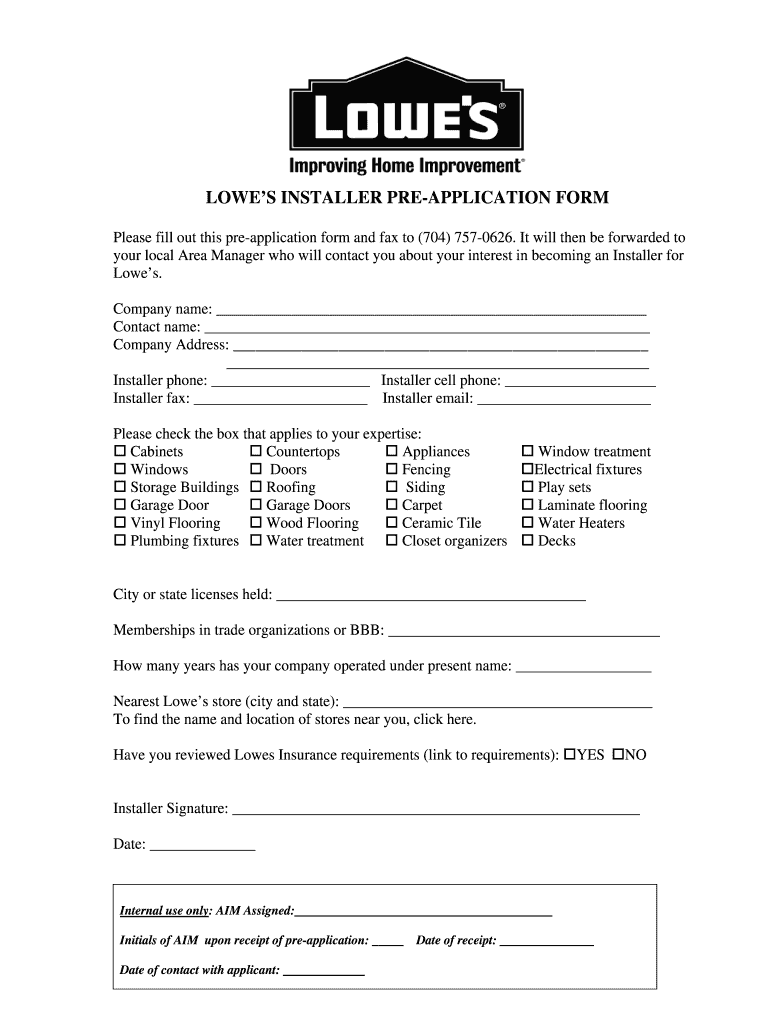 printable job application lowes