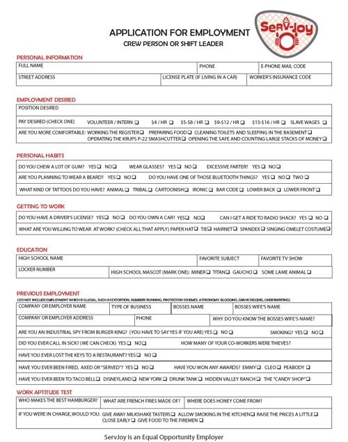 printable job applications dairy queen
