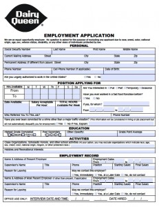 printable job applications dairy queen
