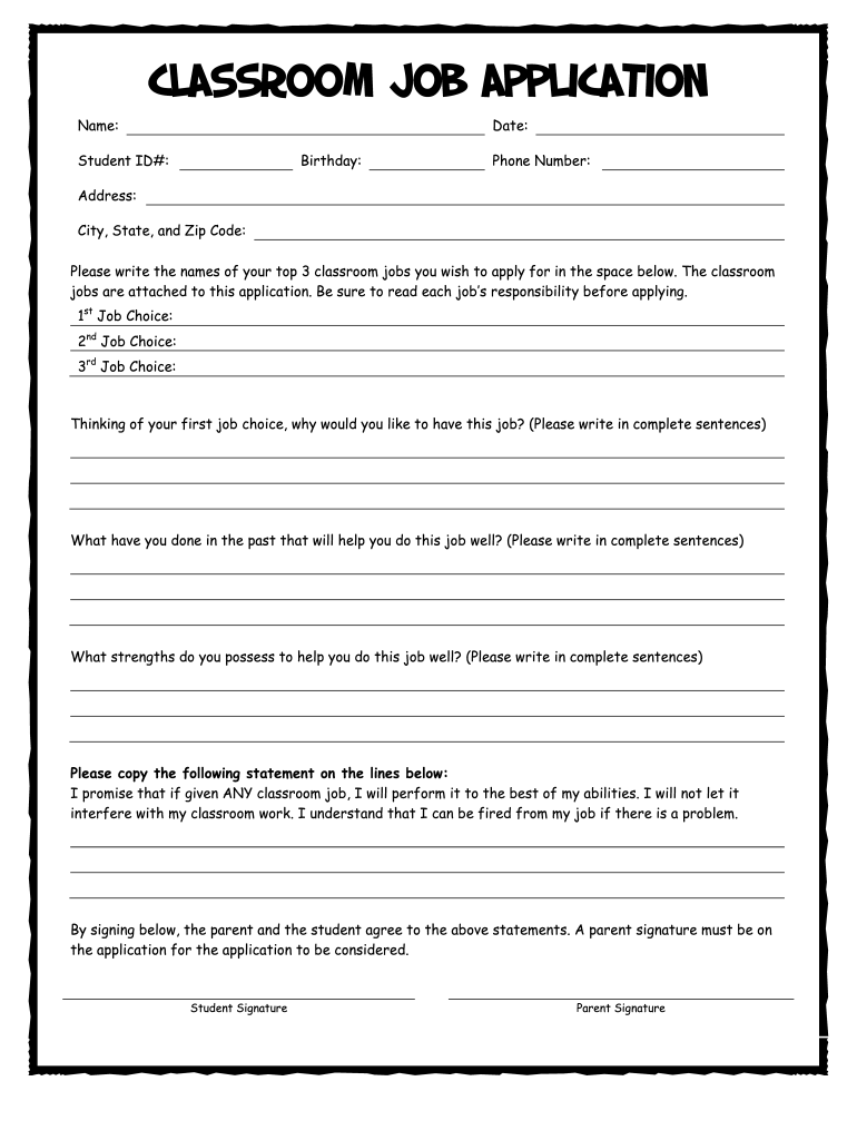 printable job applications for 16 year olds