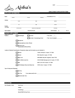 printable job applications for hair salons