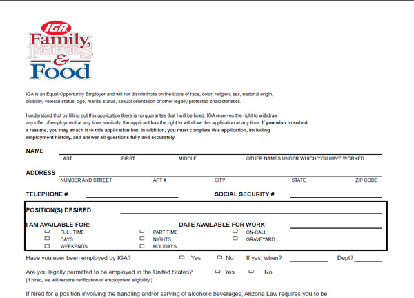 IGA Application PDF Print Out