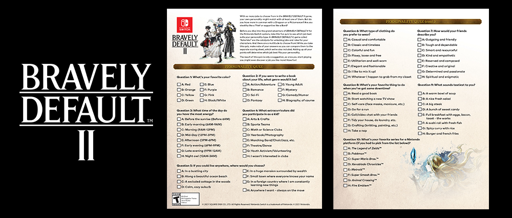 Printable - Bravely Default II Personality Quiz | Rewards | My ...
