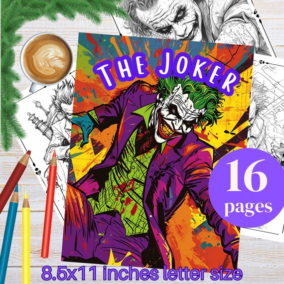 Joker Themed Digital Coloring Book Printable Gotham City Villain ...