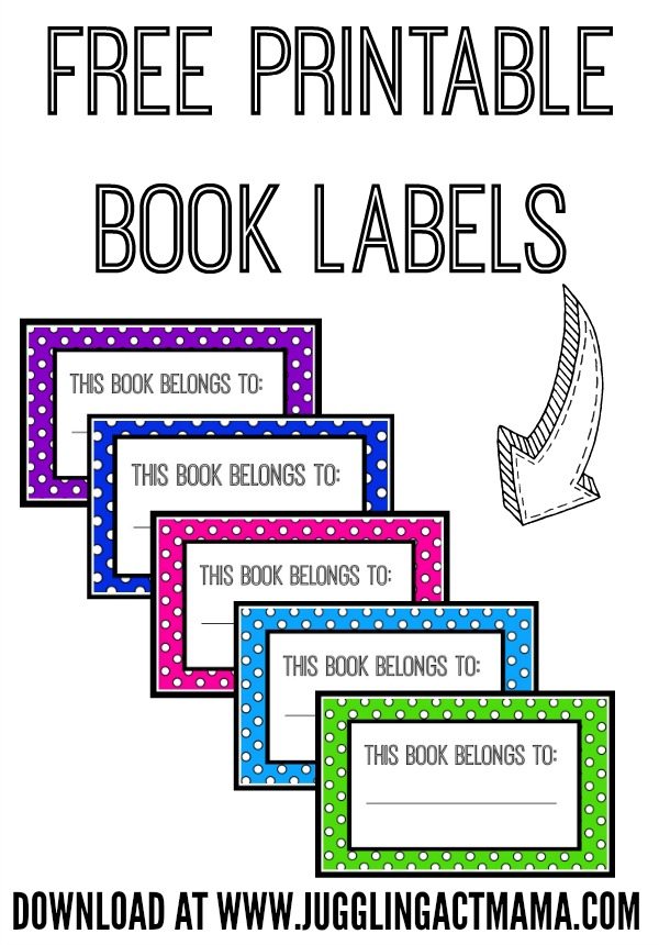 Book Name Tags Printable - FREEBIE - Juggling Act Mama