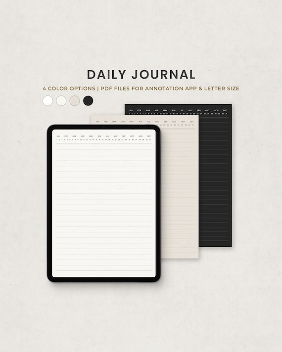 Daily Journal, Daily Notes, Daily Digital Paper Planner Template ...