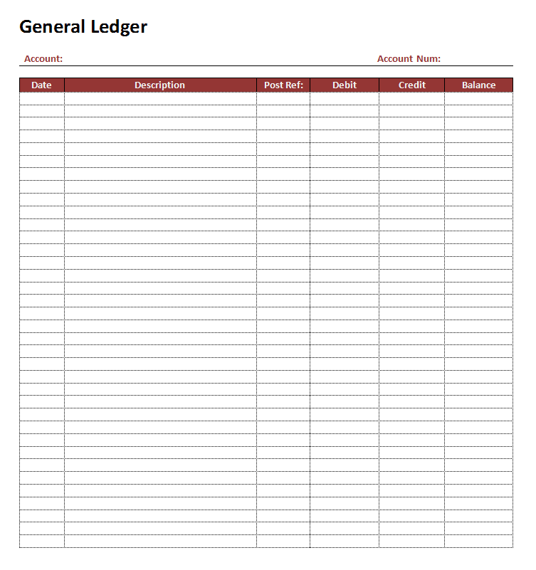 Download FREE General Ledger Templates for MS Wor